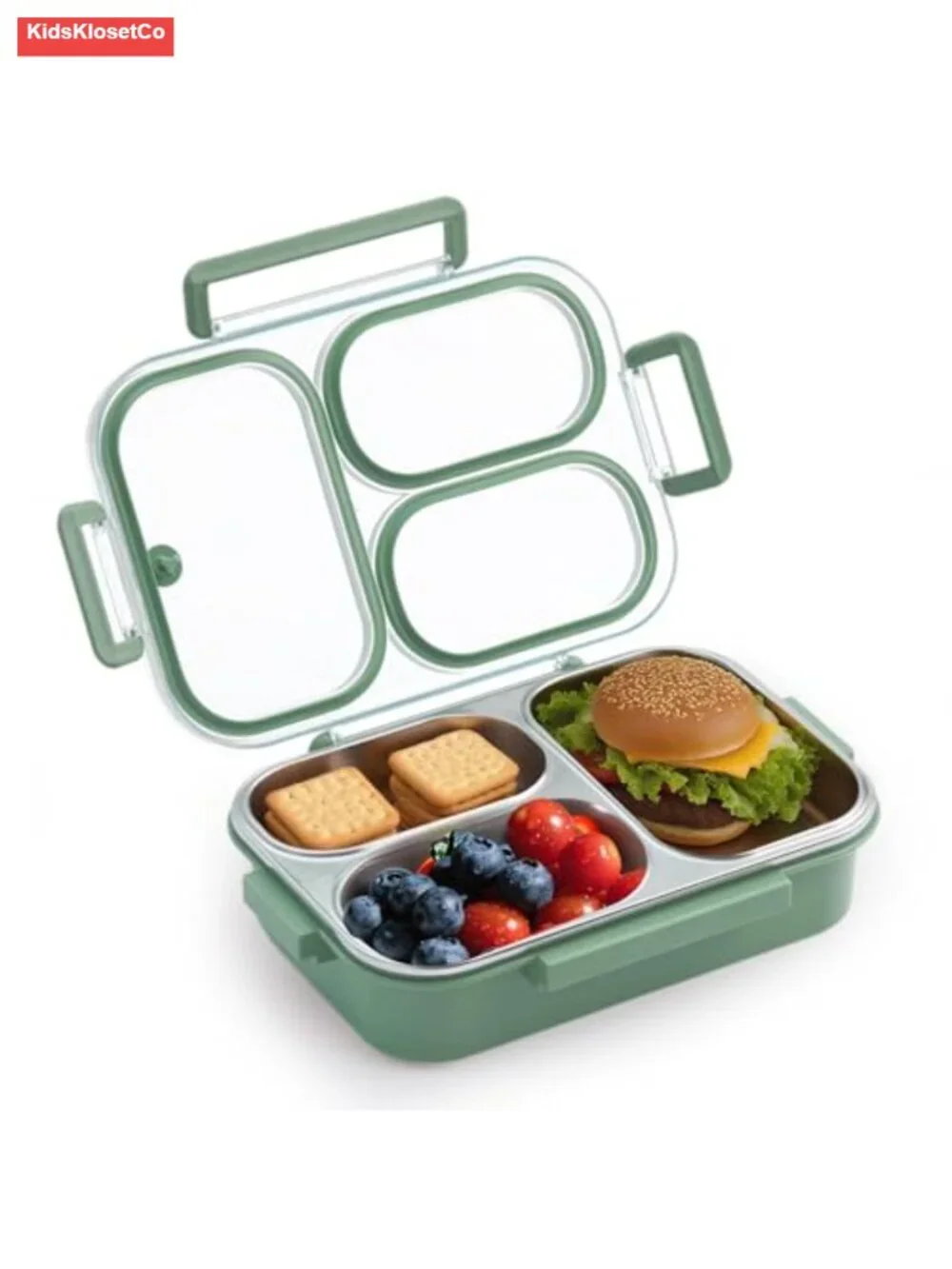 Stainless Steel Bento Box 25oz Leakproof 3 Compartments Kids Adults Lunch